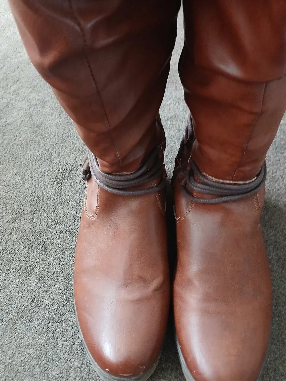 Spring Step Women’s Brown Leather Tall Riding Boots with Side Zip EU 42